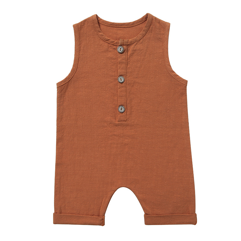 Summer Baby Boys Girls Rompers - Baby Summer Linen Sleeveless Jumpsuit 评论和价格