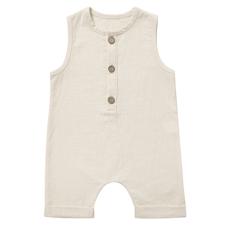 Summer Baby Boys Girls Rompers - Baby Summer Linen Sleeveless Jumpsuit 评论和价格