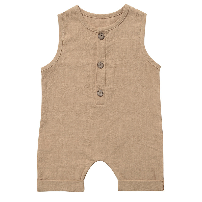 Summer Baby Boys Girls Rompers - Baby Summer Linen Sleeveless Jumpsuit 评论和价格