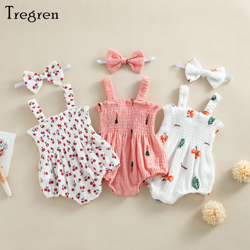 Tregren Baby Girls Rompers Sum - Baby Summer Linen Sleeveless Jumpsuit 评论和价格