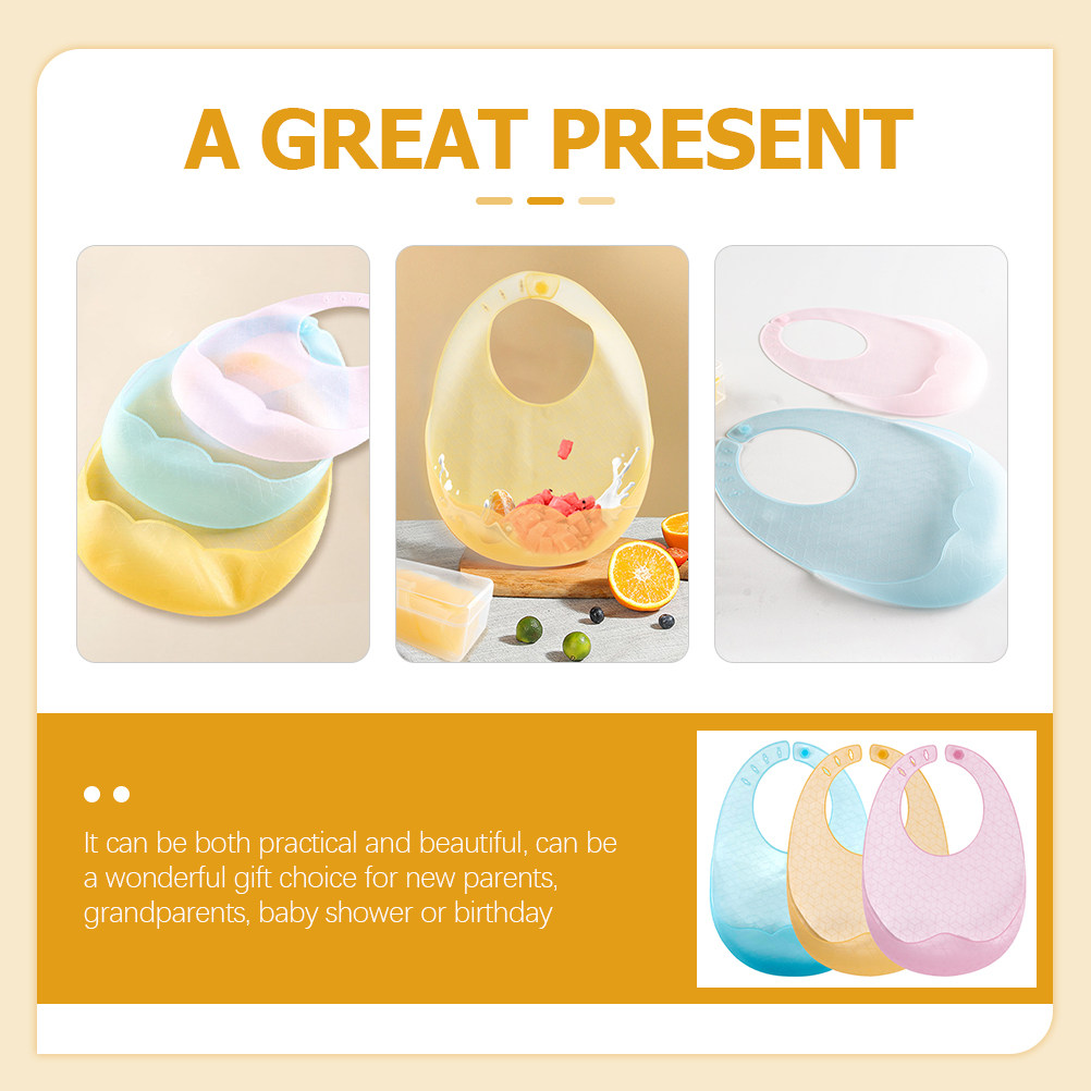 3pcs Silicone Baby Bibs – Soft - Waterproof Baby Bibs Silicone 评论和价格