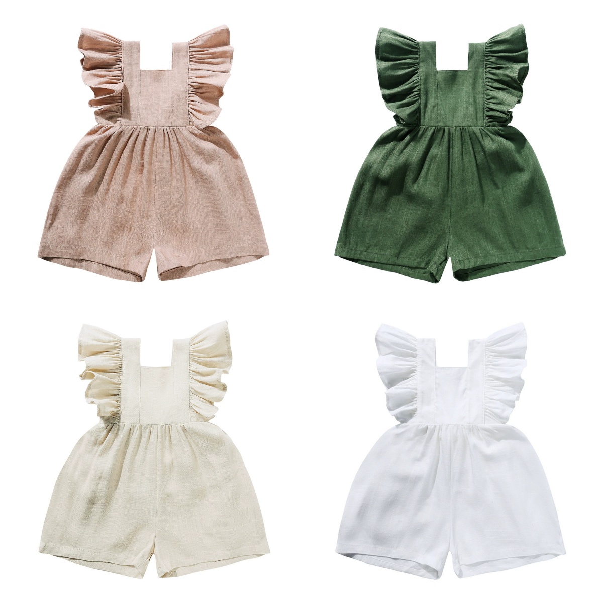 2026 Summer Newborn Baby Girl  - Baby Summer Linen Sleeveless Jumpsuit 评论和价格
