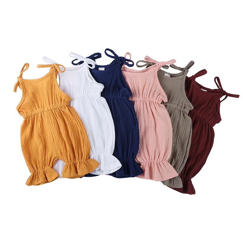 Summer Outfits Baby Girl Cloth - Baby Summer Linen Sleeveless Jumpsuit 评论和价格