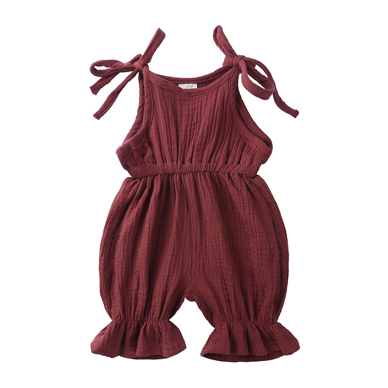 Summer Outfits Baby Girl Cloth - Baby Summer Linen Sleeveless Jumpsuit 评论和价格
